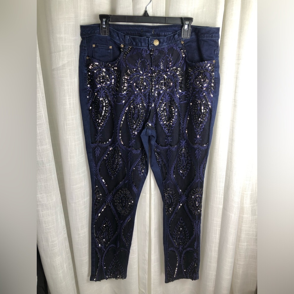 VENUS HOT Blue and Black Sequin Skinny Jeans NWOT 💙🪩 - Picture 8 of 15